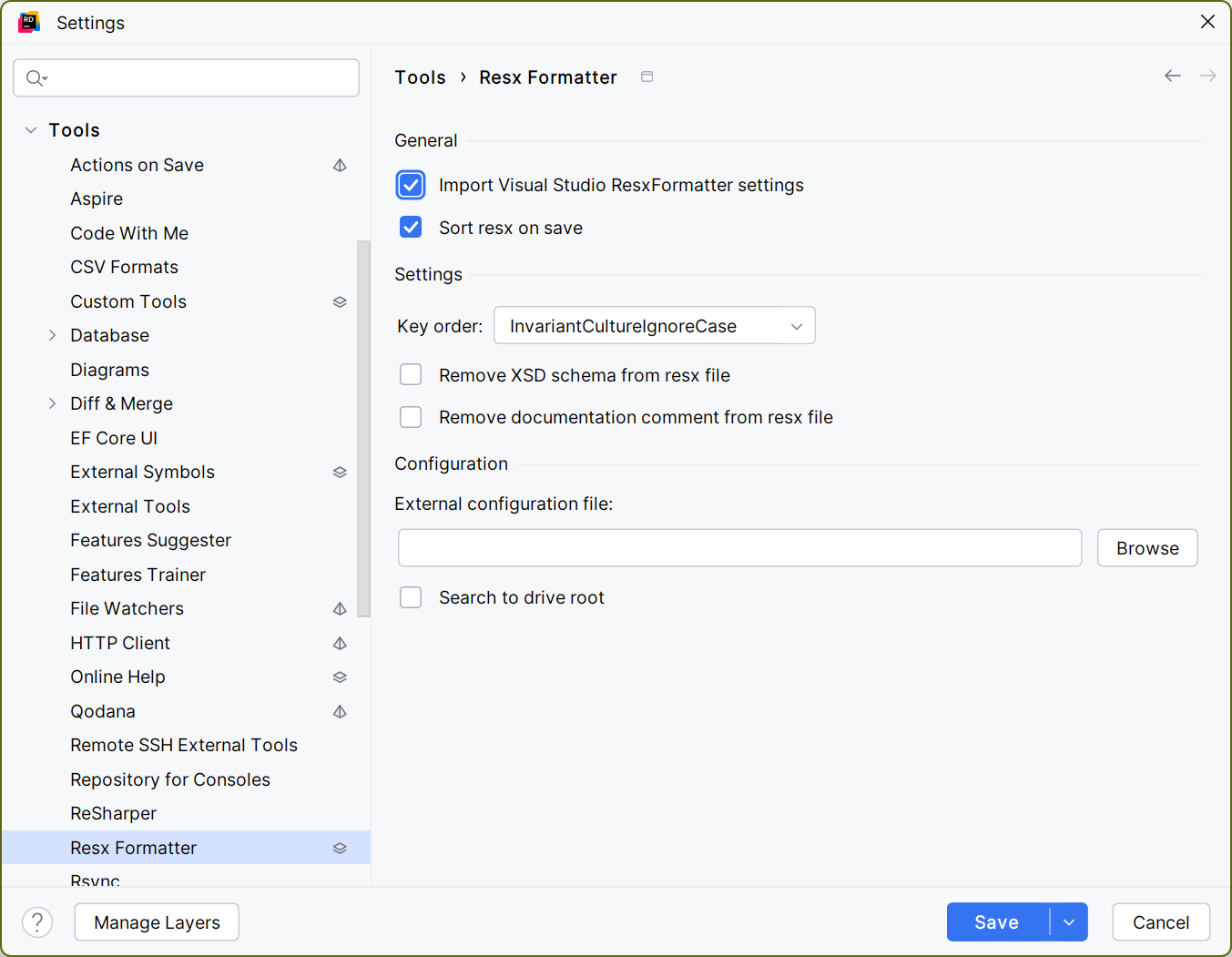 ResxFormatter Settings